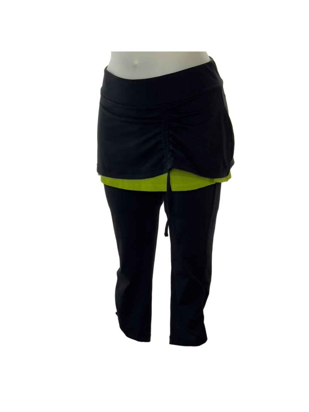 ALEX + ABBY Women's Modest Activewear Black & Green Skirt Over Leggings Size S